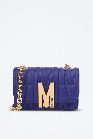 Sac bandoulière en cuir de mouton - Bleu marine - Moschino