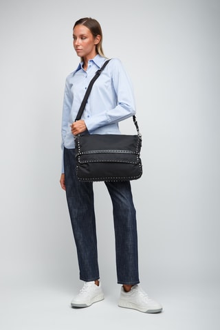Sac bandoulière en cuir - Noir
