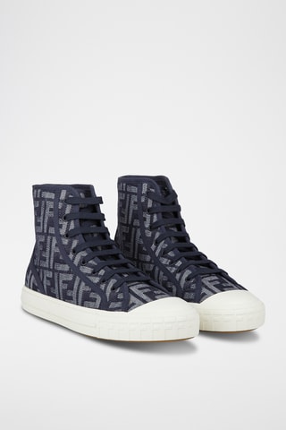 Baskets montantes en cuir - Bleu marine