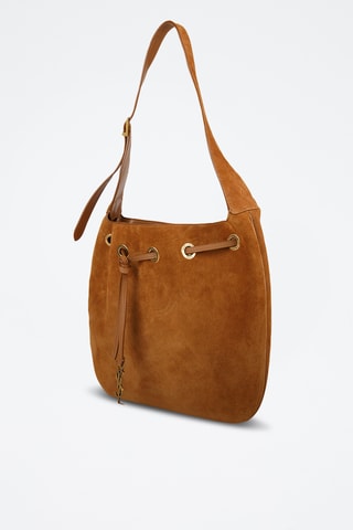 Sac porté épaule en nubuck - Camel