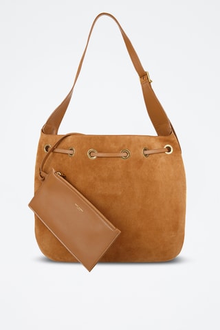 Sac porté épaule en nubuck - Camel