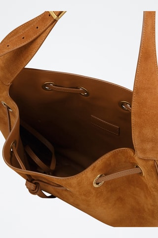 Sac porté épaule en nubuck - Camel