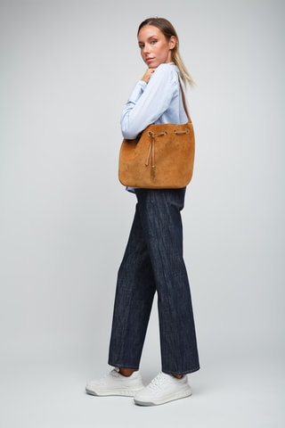 Sac porté épaule en nubuck - Camel