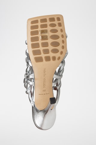 Mules à talons en cuir - Argenté