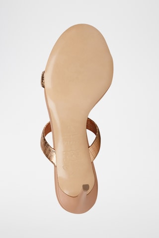 Mules à talons en cuir - Doré rose