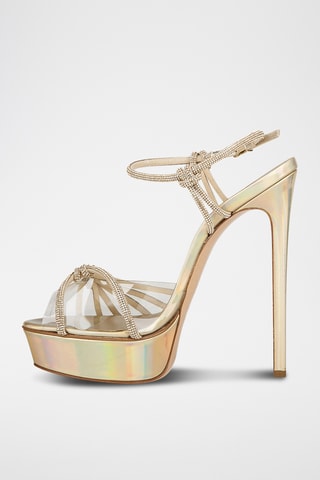Sandales à talons en cuir - Doré