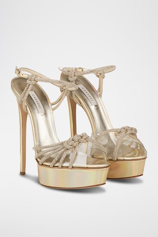 Sandales à talons en cuir - Doré