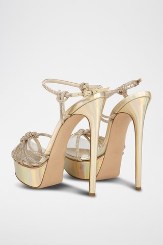 Sandales à talons en cuir - Doré