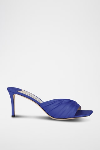 Mules à talons en cuir - Bleu cobalt