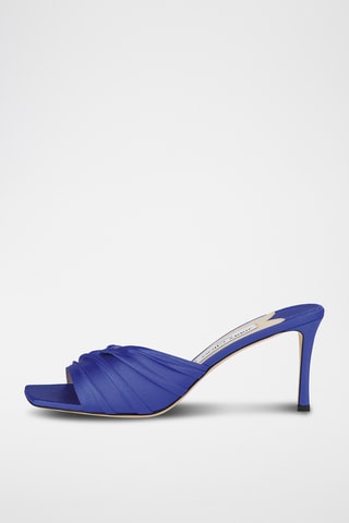 Mules à talons en cuir - Bleu cobalt