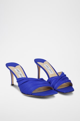 Mules à talons en cuir - Bleu cobalt