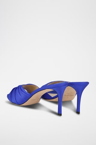 Mules à talons en cuir - Bleu cobalt