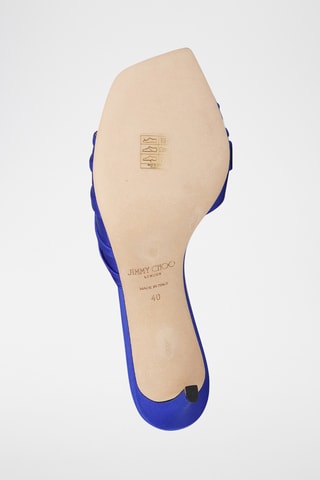Mules à talons en cuir - Bleu cobalt
