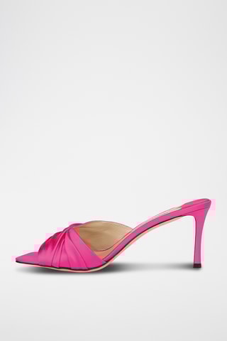 Mules à talons en cuir - Fuchsia