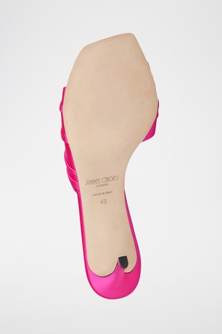 Mules à talons en cuir - Fuchsia