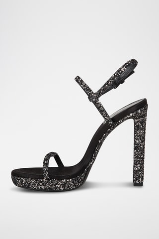 Sandales à talons en cuir - Noir
