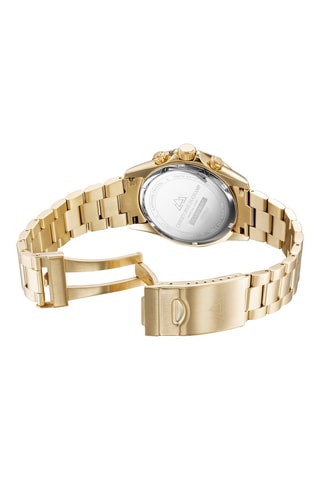 Stalen Quartz Horloge – Tachymeter en Chronograaf Goudkleurig en Zwart