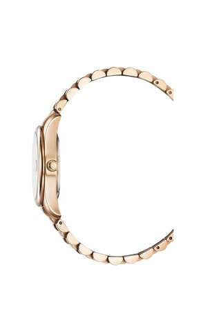 Relógio de quartzo em aço e diamantes - Dourado-rosa