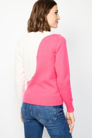 Camisola de caxemira - Fúcsia e branco