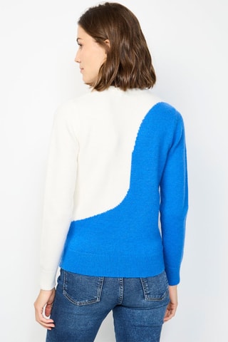 Camisola de caxemira - Azul-real e branco