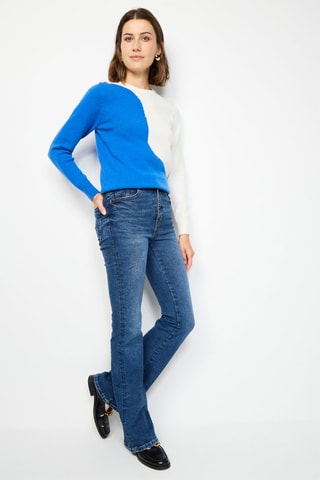 Camisola de caxemira - Azul-real e branco