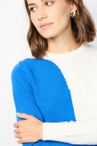 Camisola de caxemira - Azul-real e branco
