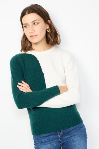 Camisola de caxemira - Verde e branco
