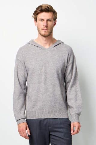 Camisola com capuz de caxemira - Cinzento-claro