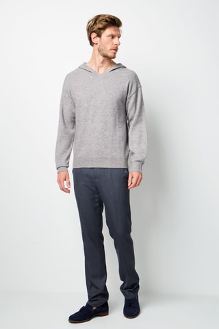 Camisola com capuz de caxemira - Cinzento-claro