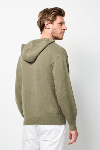 Camisola com capuz de caxemira - Caqui