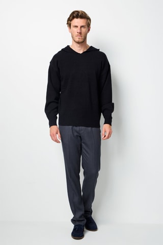 Camisola com capuz de caxemira - Preto