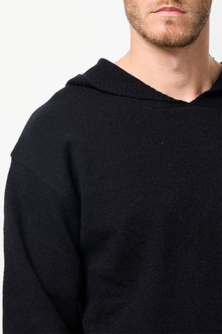 Camisola com capuz de caxemira - Preto