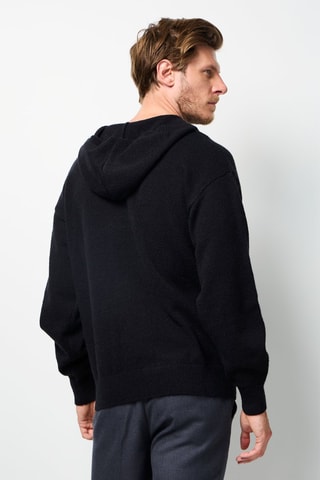 Camisola com capuz de caxemira - Preto