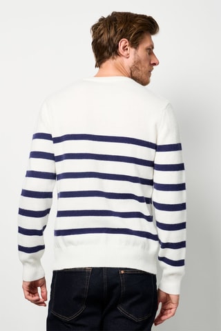 Camisola de caxemira - Branco e azul-marinho