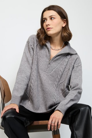 Camisola poncho em caxemira - Cinzento