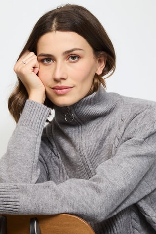 Camisola poncho em caxemira - Cinzento