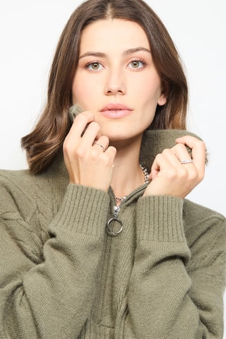 Camisola poncho em caxemira - Verde