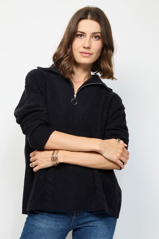 Camisola poncho em caxemira - Preto