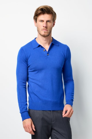 Polo de caxemira - Azul-real