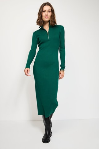 Vestido-camisola de caxemira - Verde-esmeralda