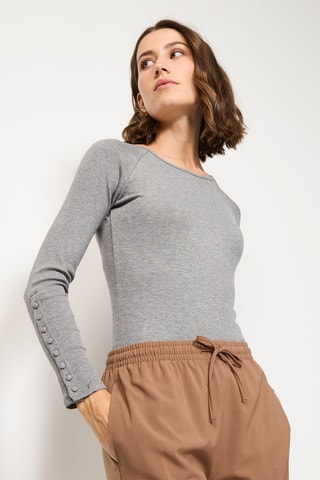 Body de seda - Cinzento mesclado