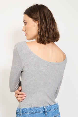Body de seda - Cinzento-claro mesclado