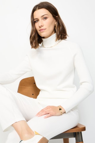 Camisola e calças largas de cintura subida em caxemira - Branco