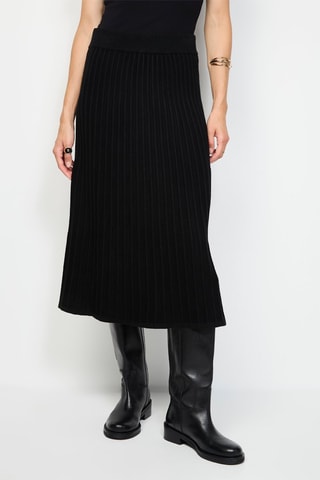 Saia midi de caxemira - Preto