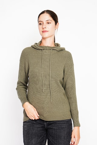 Camisola oversize com capuz - Caqui