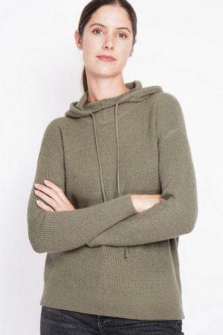 Camisola oversize com capuz - Caqui
