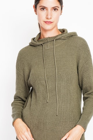 Camisola oversize com capuz - Caqui