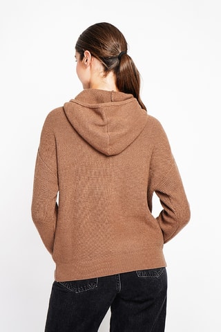 Camisola oversize com capuz - Castanho