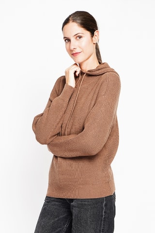 Camisola oversize com capuz - Castanho