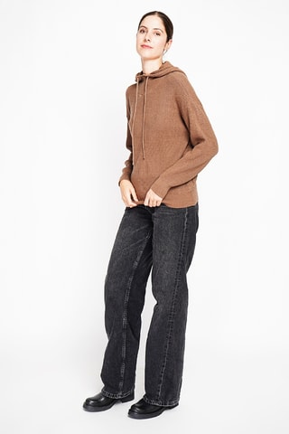 Camisola oversize com capuz - Castanho